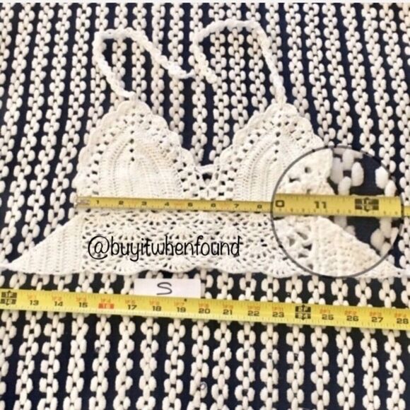 Crochet Knit Halter Bikini Top AQUA Turquoise S M L XL - Picture 5 of 8